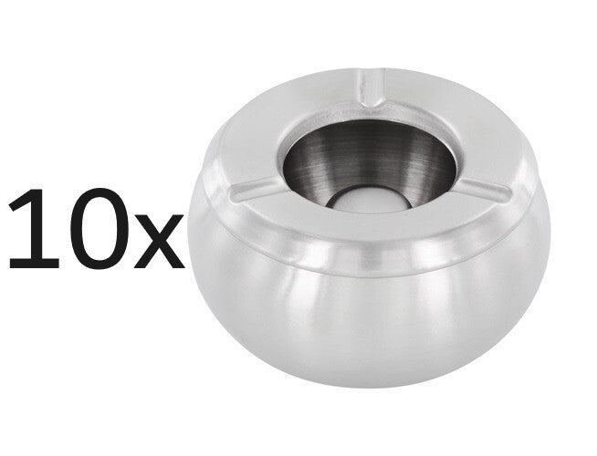 10er Set Windaschenbecher Edelstahl rund, matt, winddicht, spülmaschinenfest