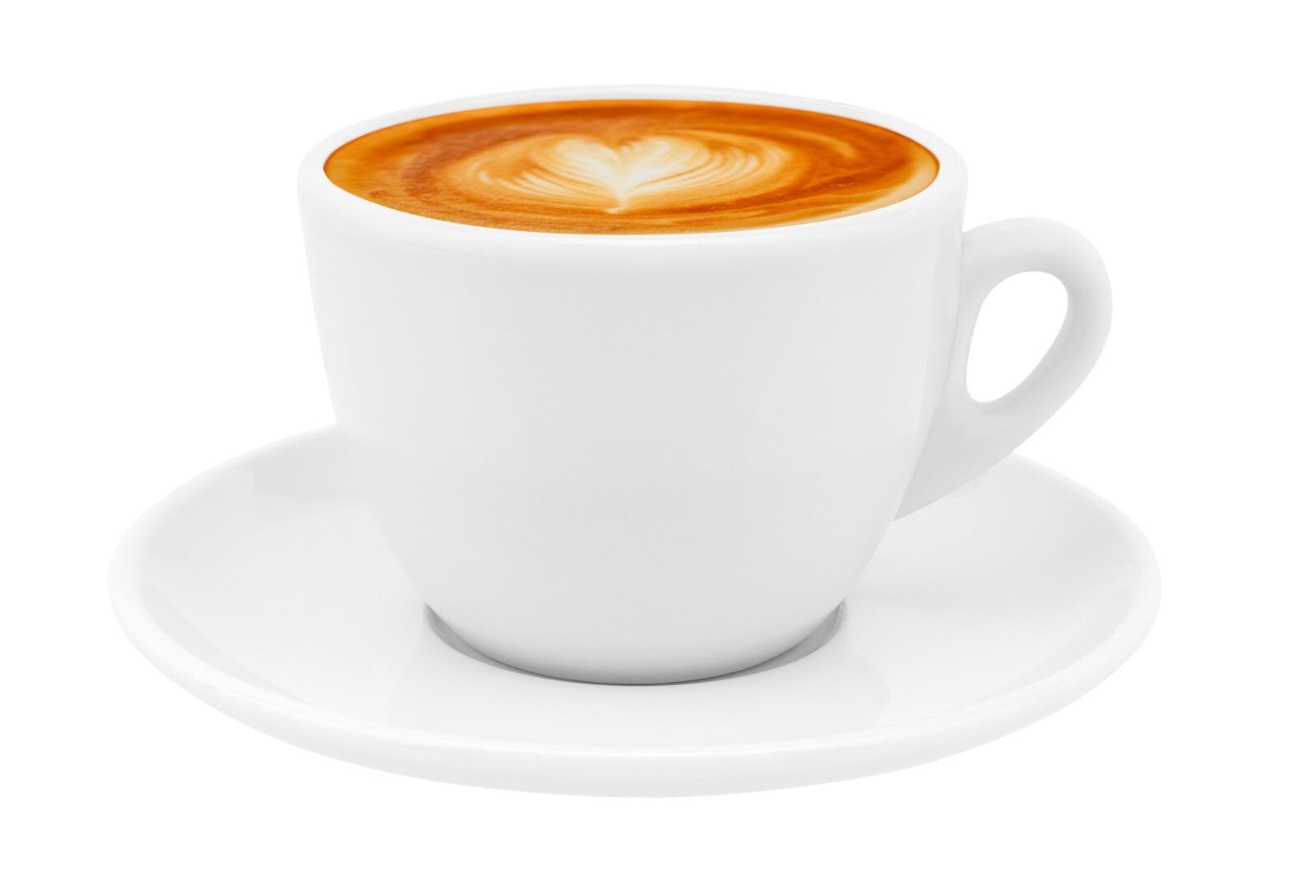 6 Cappuccino Kaffeetassen mit Untertassen weiß dickwandig aus Porzellan 200ml