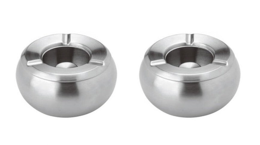 Edelstahl Windaschenbecher XL 2er Set, modern, winddicht, spülmaschinenfest