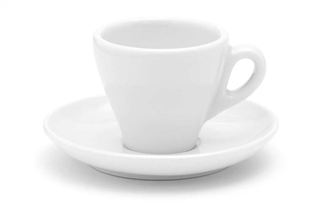 Espressotassen mit Untertassen 6 weiße dickwandige Porzellan Tassen Italia Set