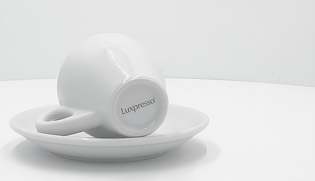 Espressotassen mit Untertassen 6 weiße dickwandige Porzellan Tassen Italia Set