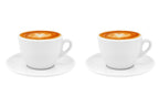 Set aus 2 Porzellan Kaffee Cappuccino Tassen mit Unterteller, 200 ml