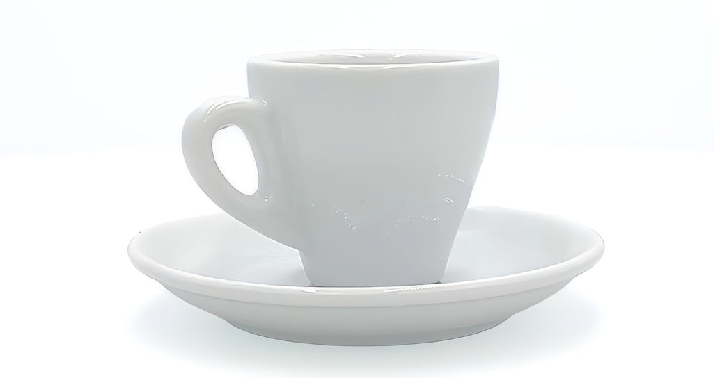 Espressotassen mit Untertassen 6 weiße dickwandige Porzellan Tassen Italia Set