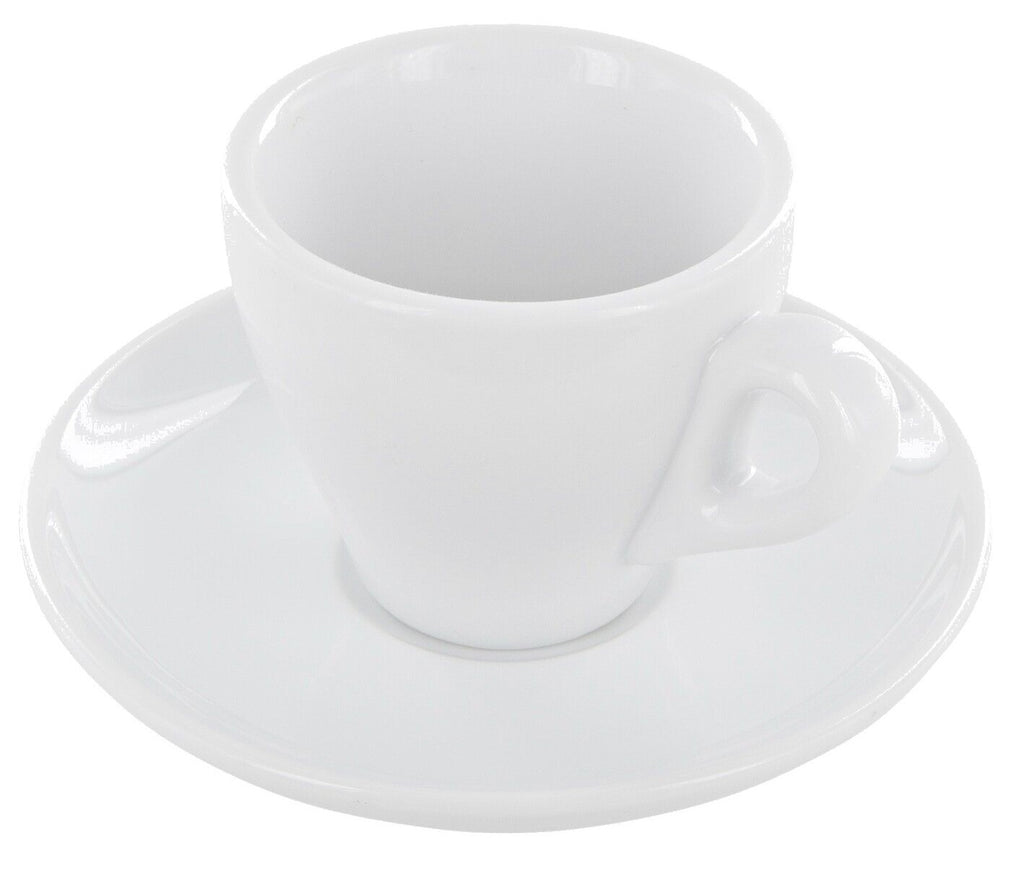 6er Tassenset Italia Porzellan Espressotassen mit Untertasse weiß dickwandig