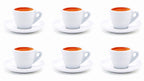 Espressotassen Set 6er, dickwandig weißes Porzellan mit Untertellern, 70ml