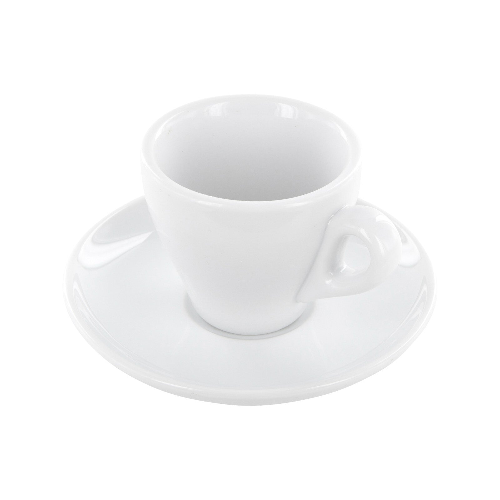 6 Porzellan Tassen dickwandig mit Unterteller und 6 Edelstahl Espresso Löffel