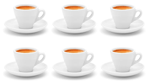 Espressotassen mit Untertassen 6 weiße dickwandige Porzellan Tassen Italia Set