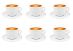 6 Cappuccino Kaffeetassen mit Untertassen weiß dickwandig aus Porzellan 200ml