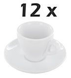 12er Set weiße dickwandige Porzellan Espressotassen mit Untertassen