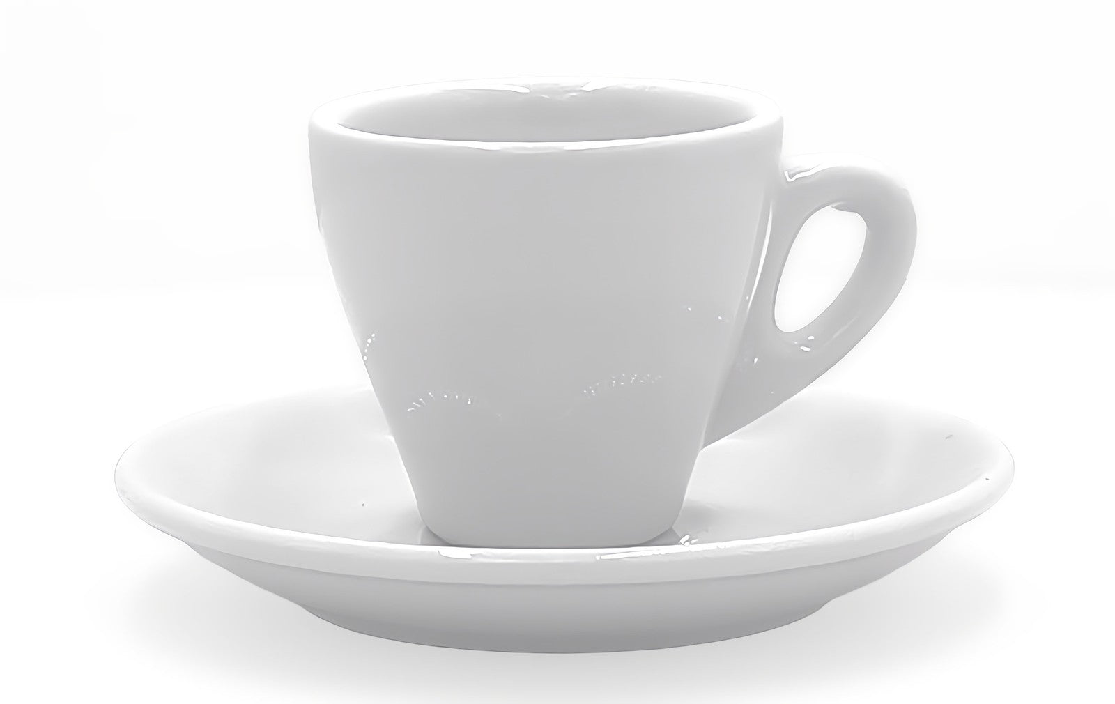 Dickwandige Porzellan-Espressotassen-Set mit Unterteller – Weiß, 1er Set