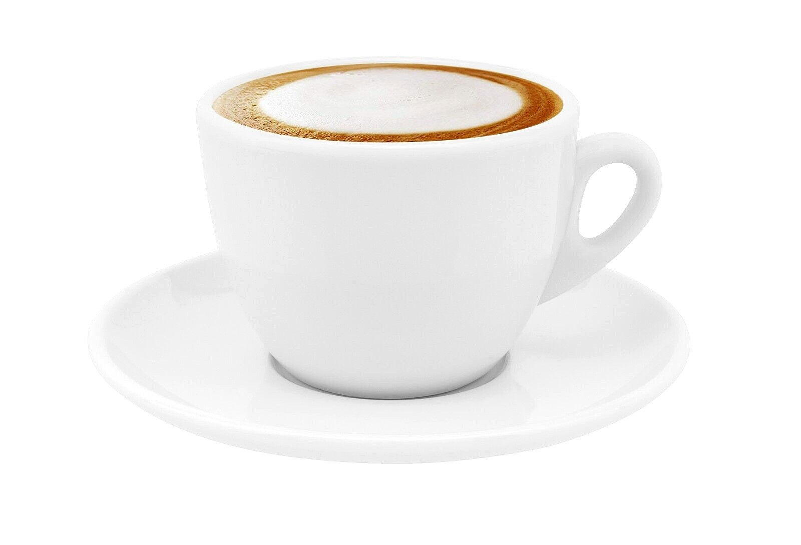 Set aus 2 Porzellan Kaffee Cappuccino Tassen mit Unterteller, 200 ml