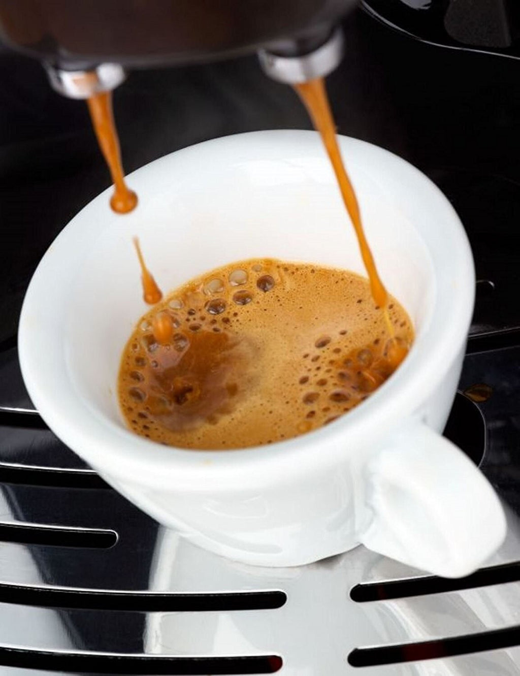 6 Porzellan Tassen dickwandig mit Unterteller und 6 Edelstahl Espresso Löffel